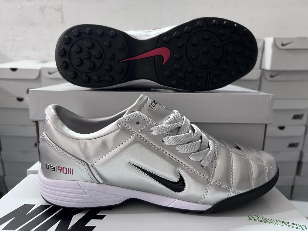 Nike Total 90 III TF Artificial Turf Soccer Shoes - Silver/Black/Red