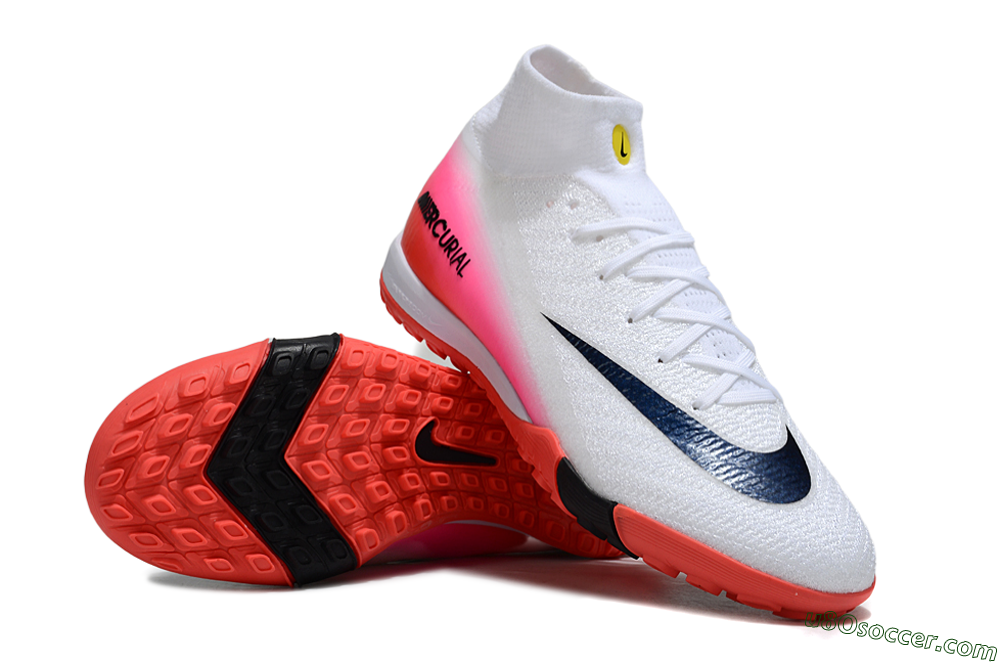 Nike Air Zoom Mercurial Superfly 10 Elite TF Artificial Turf Soccer Shoes - White/Black/Pink 3