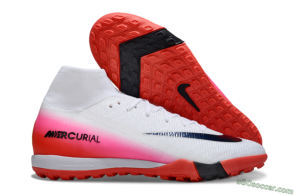 Nike Air Zoom Mercurial Superfly 10 Elite TF Artificial Turf Soccer Shoes - White/Black/Pink 1