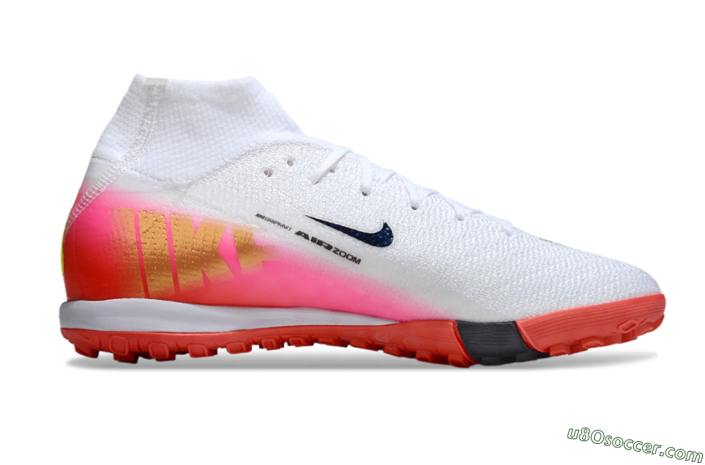 Nike Air Zoom Mercurial Superfly 10 Elite TF Artificial Turf Soccer Shoes - White/Black/Pink 7