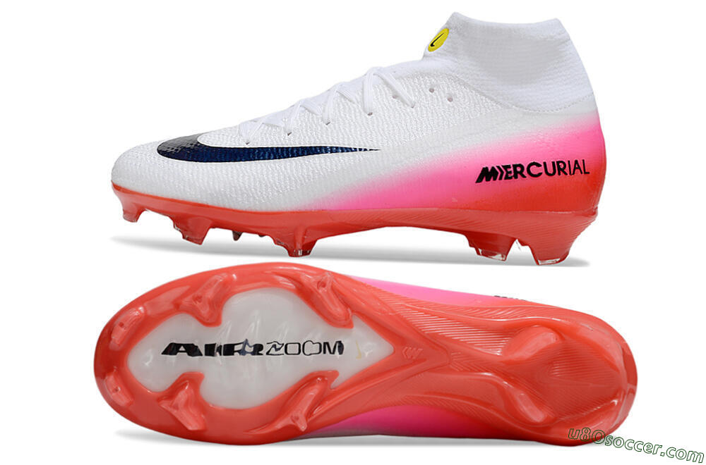 Nike Air Zoom Mercurial Superfly 10 Elite FG Firm Ground Soccer Cleats - White/Black/Pink 0