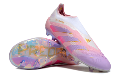 Adidas Predator 25 Elite Laceless FG Firm Ground Soccer Cleats - Pink/Purple/Gold