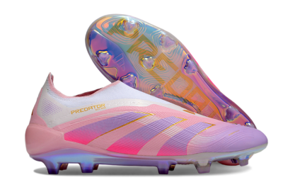 Adidas Predator 25 Elite Laceless FG Firm Ground Soccer Cleats - Pink/Purple/Gold