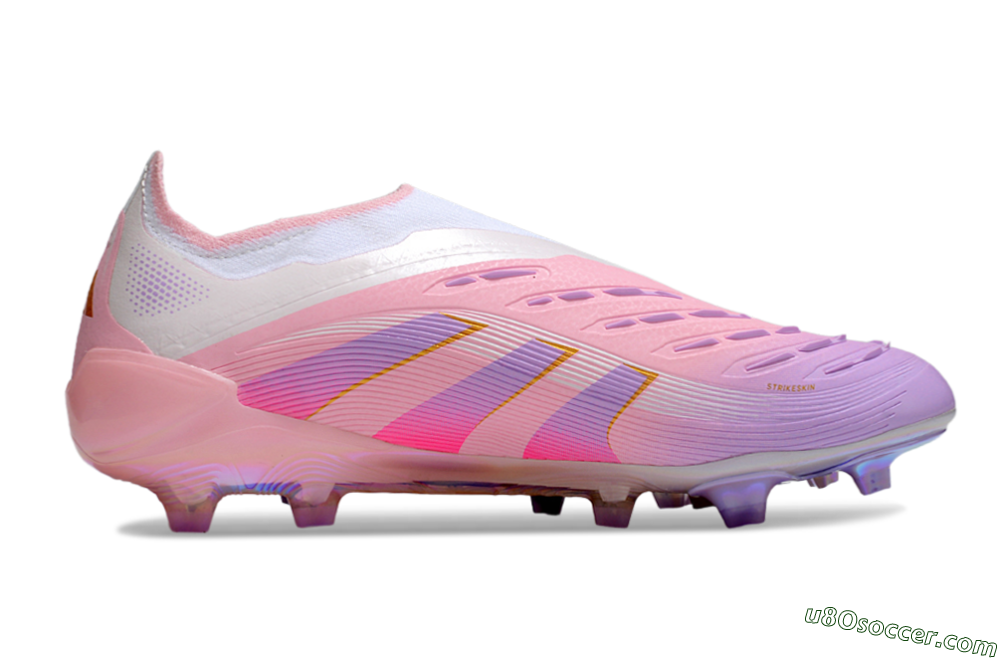 Adidas Predator 25 Elite Laceless FG Firm Ground Soccer Cleats - Pink/Purple/Gold 7