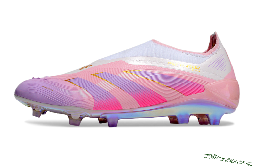 Adidas Predator 25 Elite Laceless FG Firm Ground Soccer Cleats - Pink/Purple/Gold 2