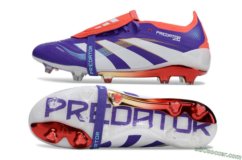 Adidas Predator 25 Elite Foldover Tongue FG Firm Ground Soccer Cleats - Blue/White/Red 0