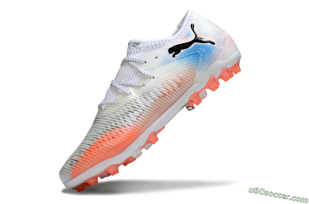 Puma Future 8 Ultimate MG Multi Ground Soccer Cleats - White/Red/Blue 5