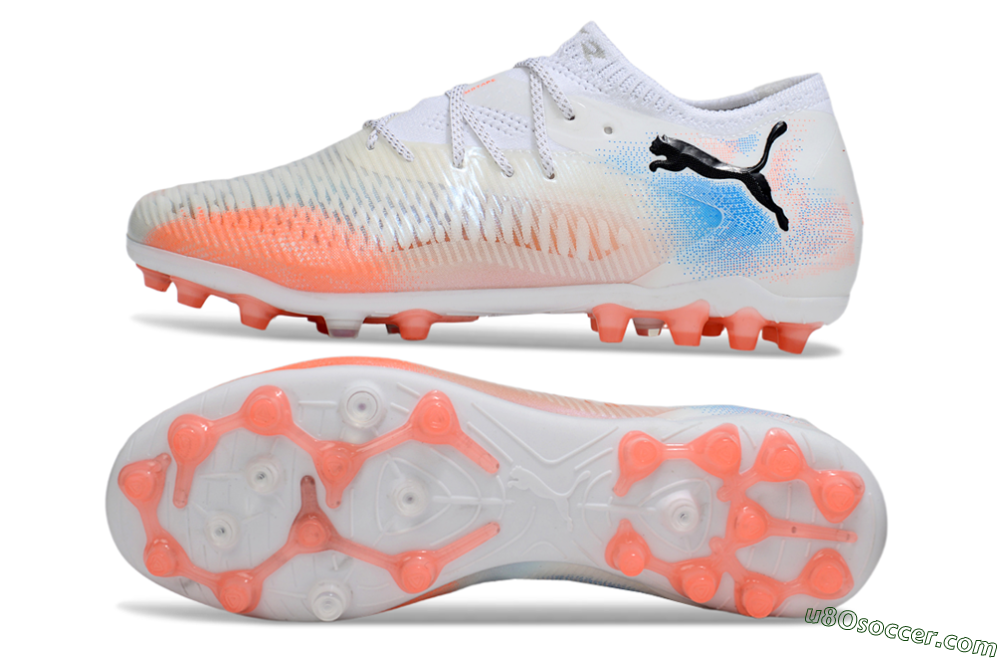 Puma Future 8 Ultimate MG Multi Ground Soccer Cleats - White/Red/Blue 0