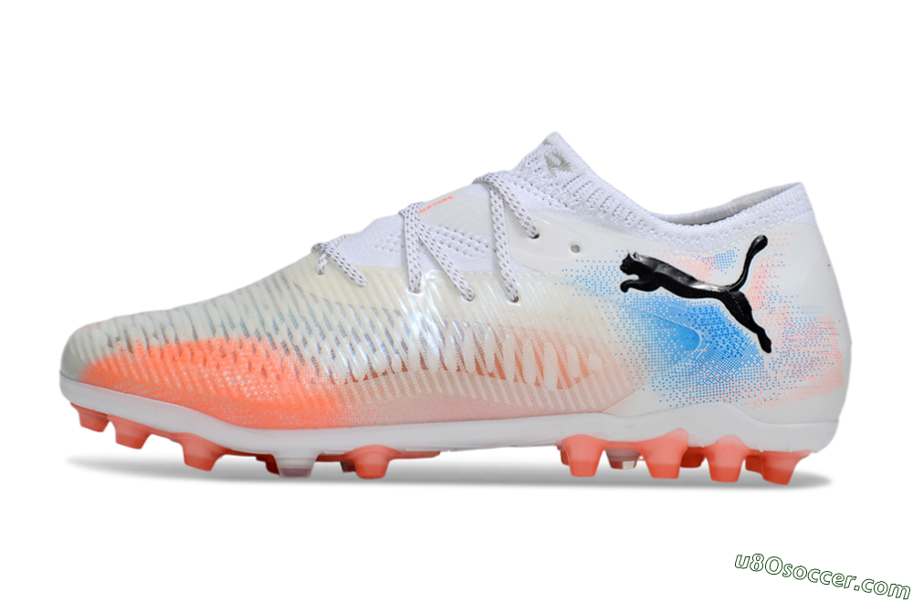 Puma Future 8 Ultimate MG Multi Ground Soccer Cleats - White/Red/Blue 2