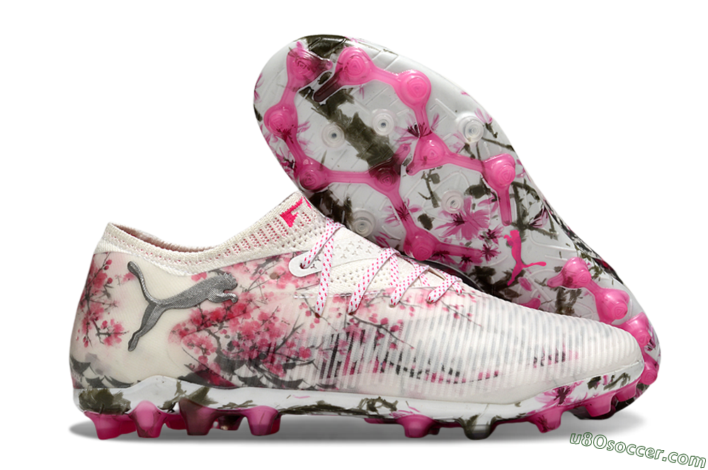 Puma Future 8 Ultimate MG Multi Ground Soccer Cleats - Beige/Black/Pink 1