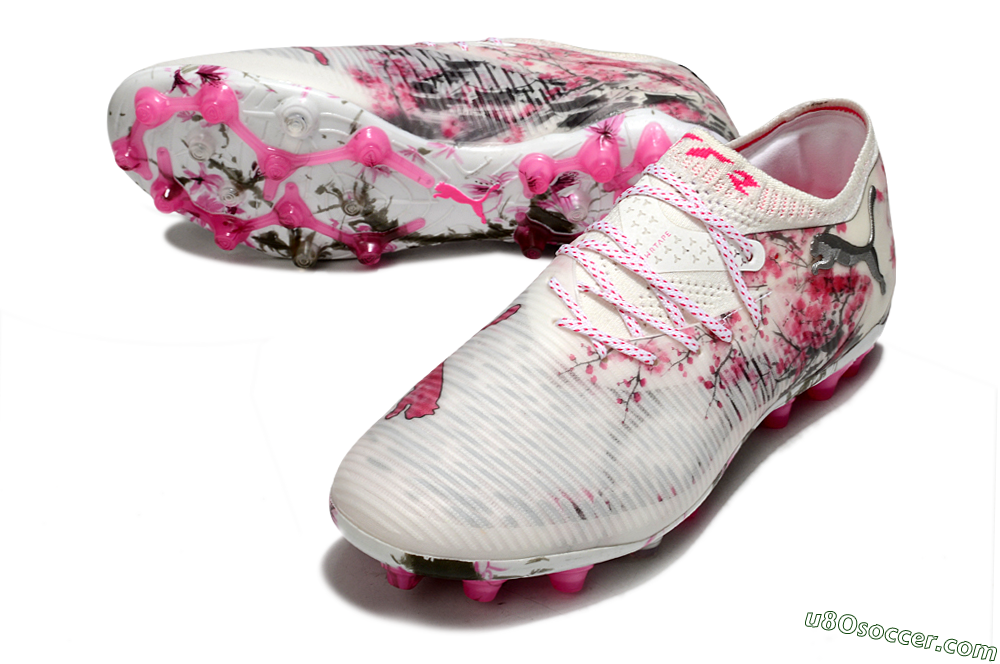 Puma Future 8 Ultimate MG Multi Ground Soccer Cleats - Beige/Black/Pink 3