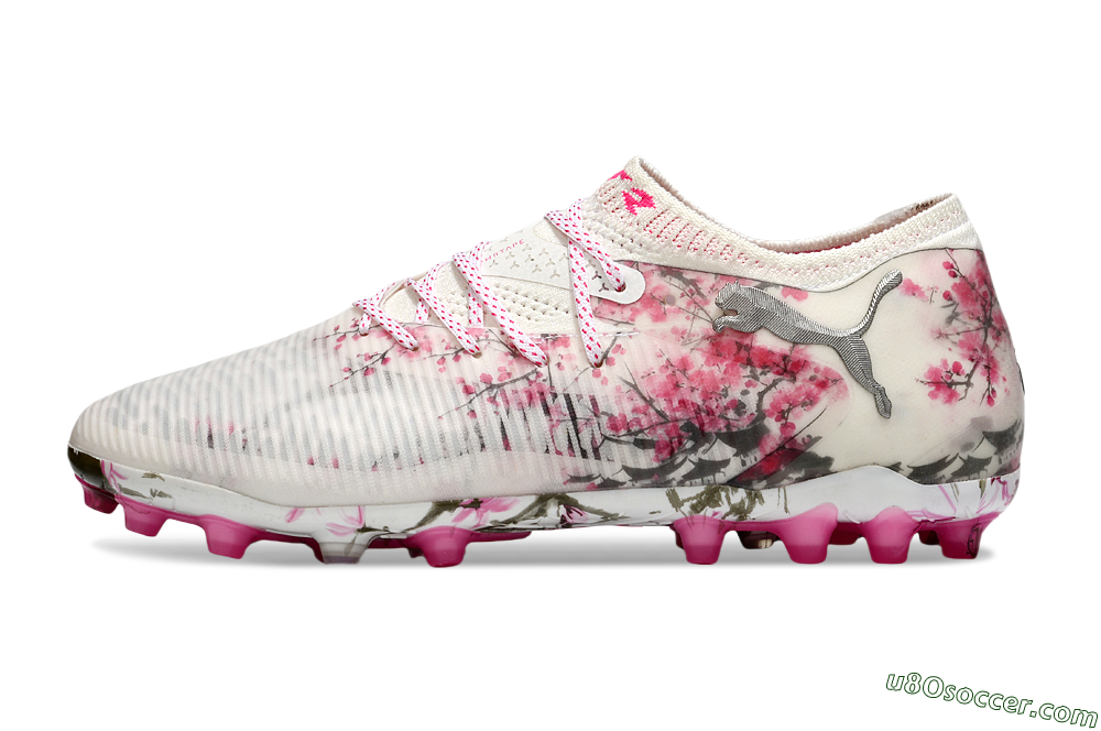 Puma Future 8 Ultimate MG Multi Ground Soccer Cleats - Beige/Black/Pink 2