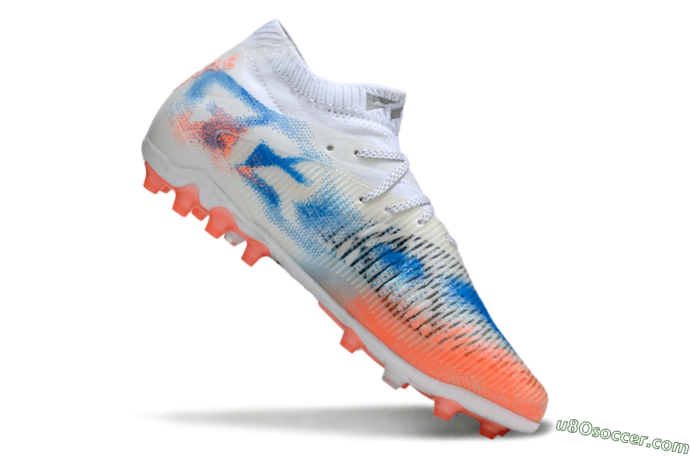 Puma Future 8 Ultimate MG Multi Ground Soccer Cleats - White/Red/Blue 4