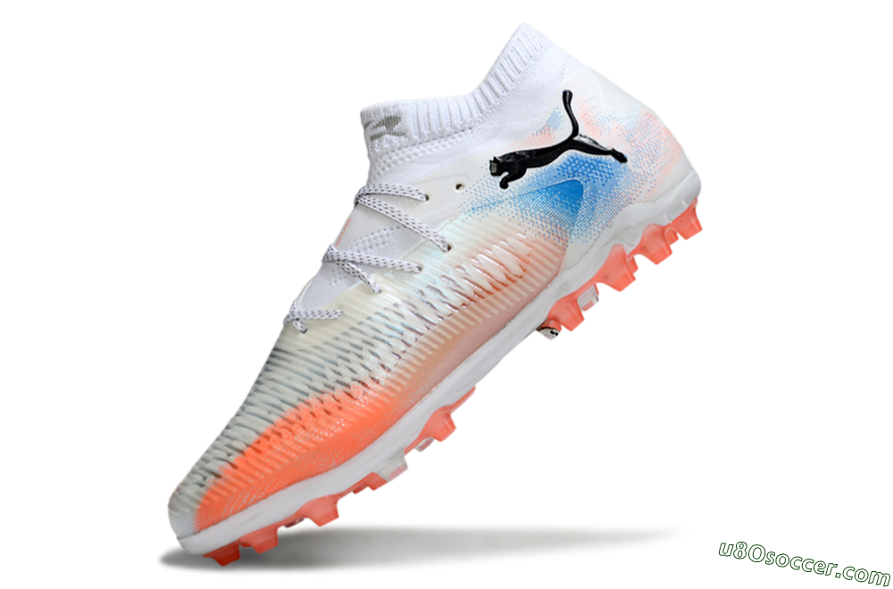 Puma Future 8 Ultimate MG Multi Ground Soccer Cleats - White/Red/Blue 5