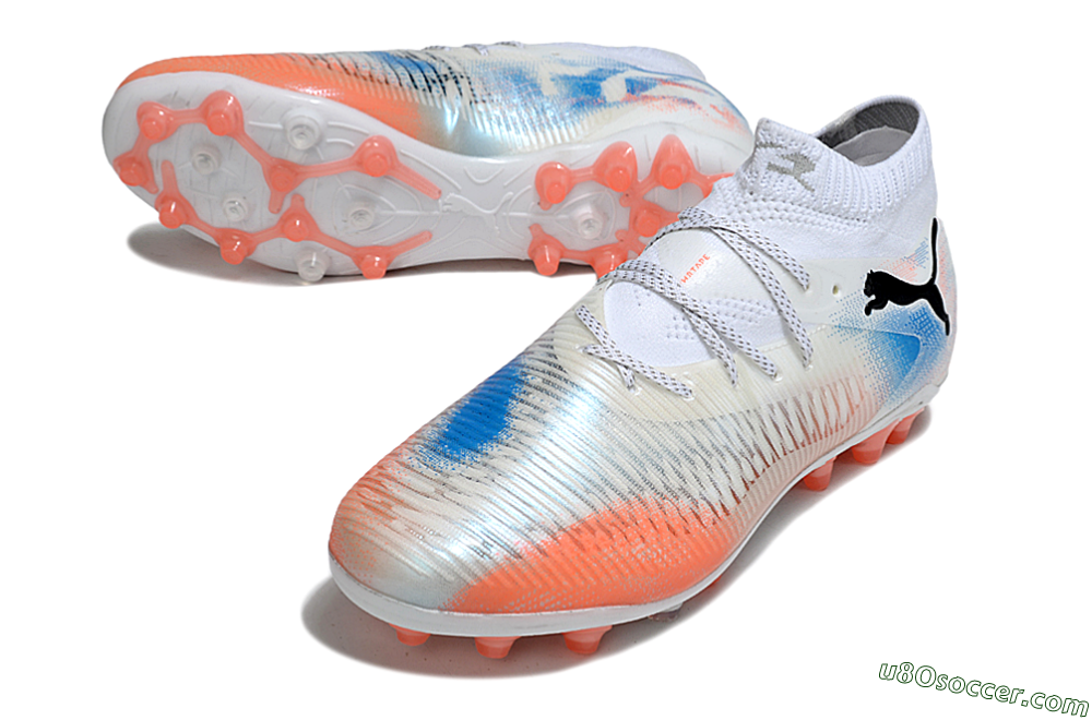 Puma Future 8 Ultimate MG Multi Ground Soccer Cleats - White/Red/Blue 3