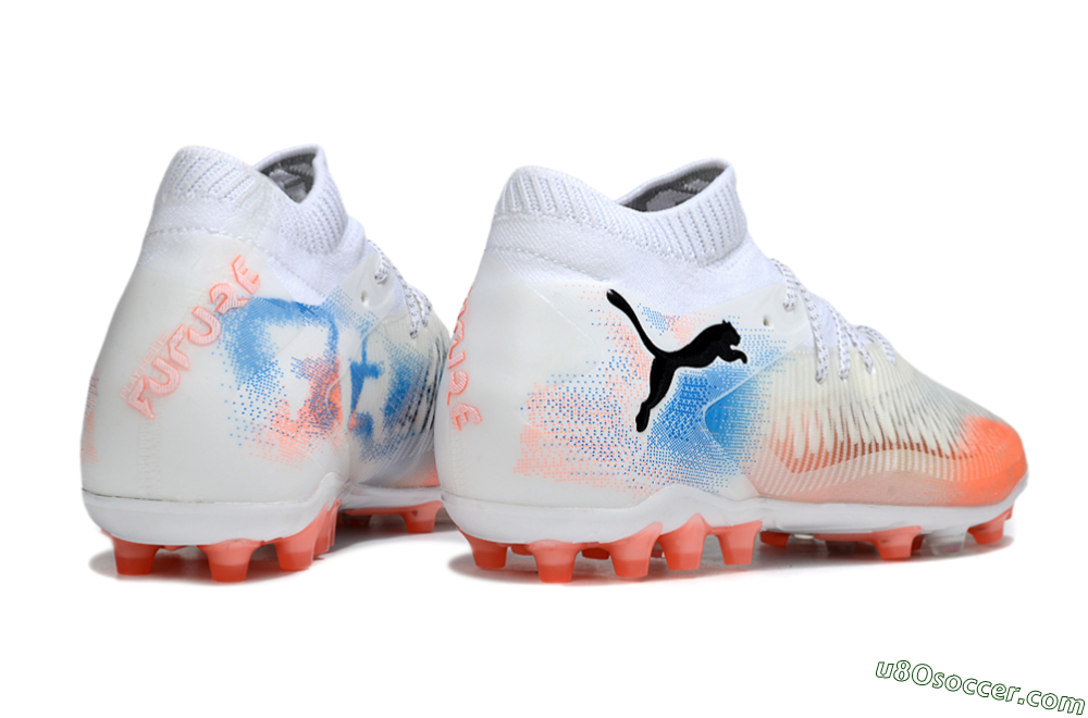 Puma Future 8 Ultimate MG Multi Ground Soccer Cleats - White/Red/Blue 6