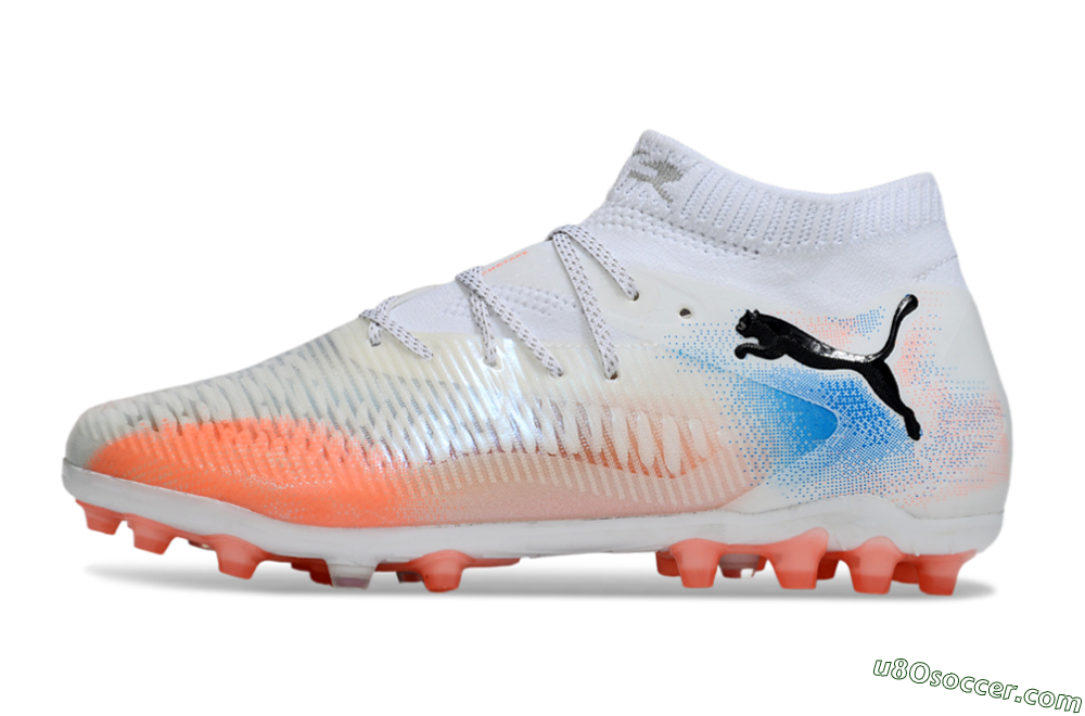 Puma Future 8 Ultimate MG Multi Ground Soccer Cleats - White/Red/Blue 2