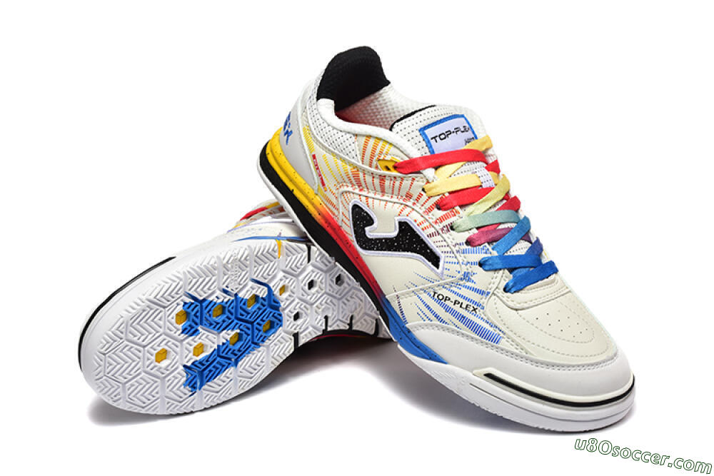 Joma Top Flex IC Indoor & Futsal Soccer Shoes - Beige/Red/Yellow 4