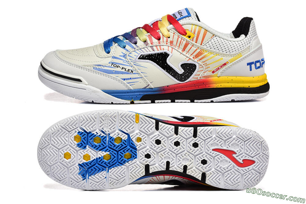 Joma Top Flex IC Indoor & Futsal Soccer Shoes - Beige/Red/Yellow 0