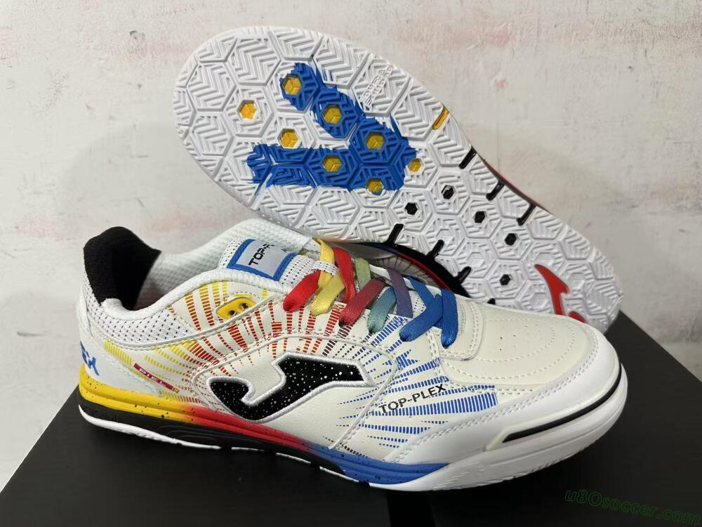 Joma Top Flex IC Indoor & Futsal Soccer Shoes - Beige/Red/Yellow