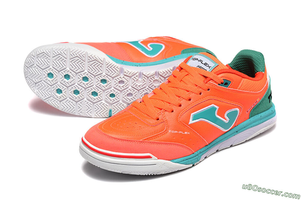 Joma Top Flex IC Indoor & Futsal Soccer Shoes - Red/Jade/White 3