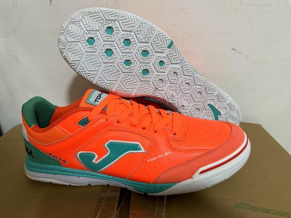 Joma Top Flex IC Indoor & Futsal Soccer Shoes - Red/Jade/White