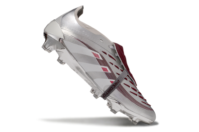 Adidas Predator 25 Elite Foldover Tongue FG Firm Ground Soccer Cleats - Silver/Red/White
