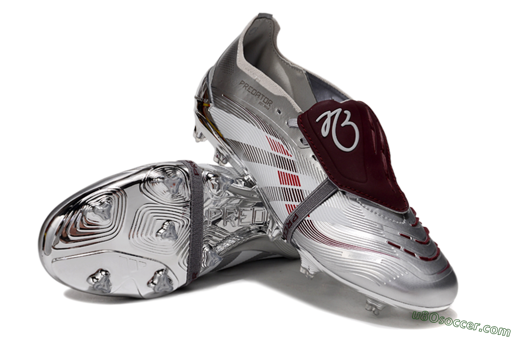 Adidas Predator 25 Elite Foldover Tongue FG Firm Ground Soccer Cleats - Silver/Red/White 4