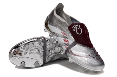 Adidas Predator 25 Elite Foldover Tongue FG Firm Ground Soccer Cleats - Silver/Red/White