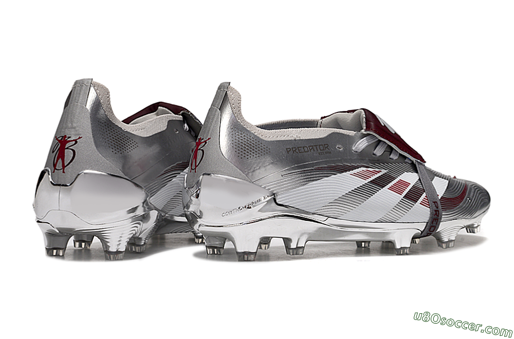 Adidas Predator 25 Elite Foldover Tongue FG Firm Ground Soccer Cleats - Silver/Red/White 7