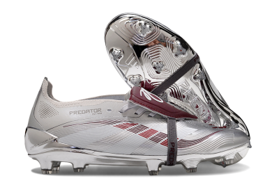 Adidas Predator 25 Elite Foldover Tongue FG Firm Ground Soccer Cleats - Silver/Red/White