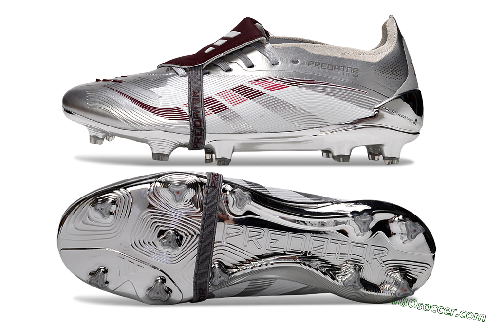 Adidas Predator 25 Elite Foldover Tongue FG Firm Ground Soccer Cleats - Silver/Red/White 0