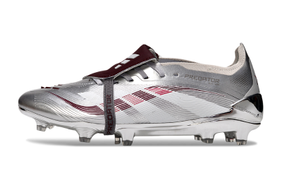 Adidas Predator 25 Elite Foldover Tongue FG Firm Ground Soccer Cleats - Silver/Red/White