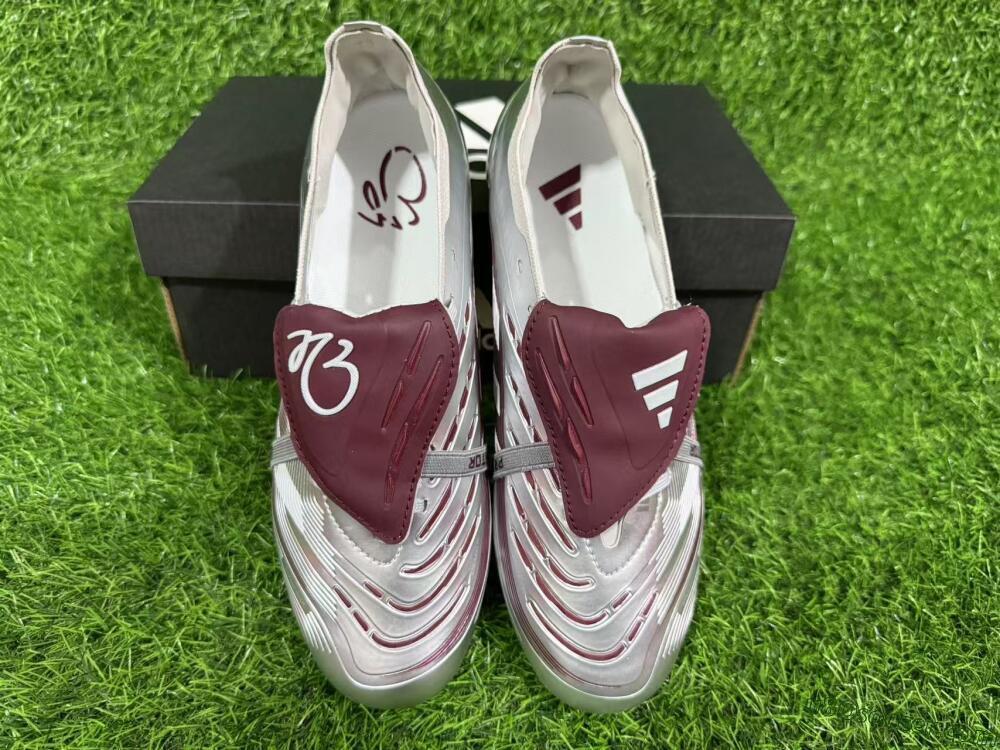 Adidas Predator 25 Elite Foldover Tongue FG Firm Ground Soccer Cleats - Silver/Red/White