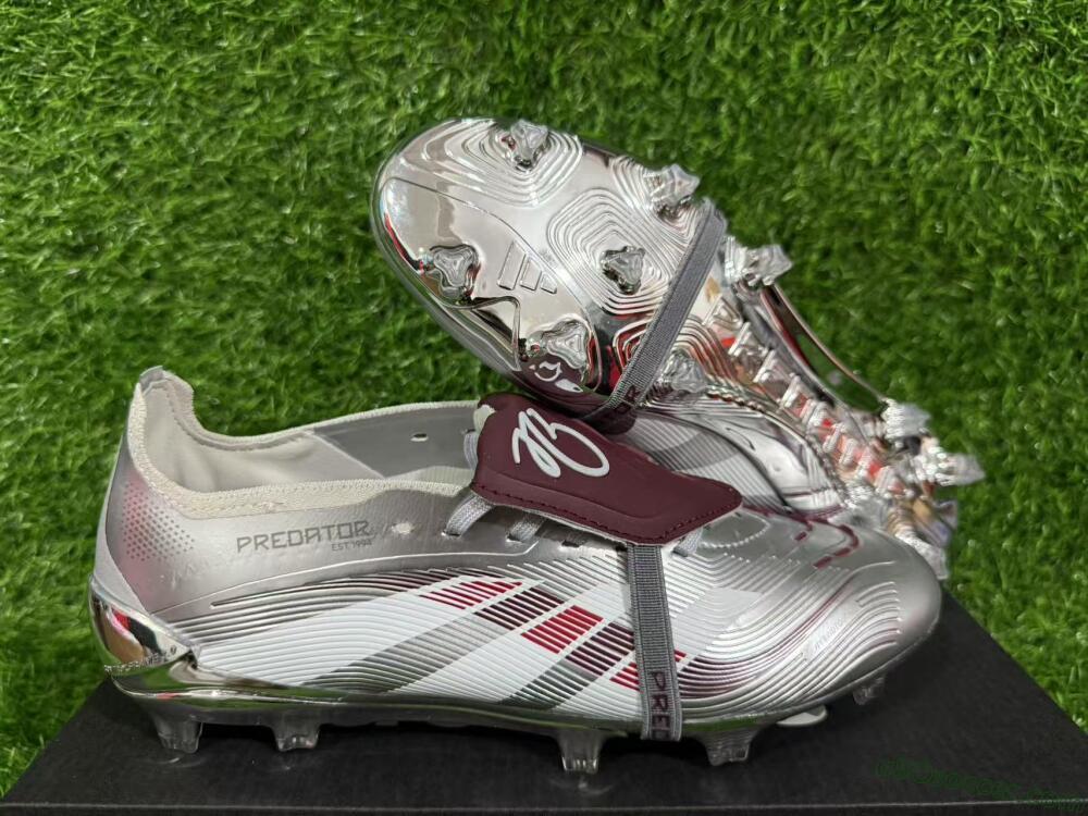 Adidas Predator 25 Elite Foldover Tongue FG Firm Ground Soccer Cleats - Silver/Red/White