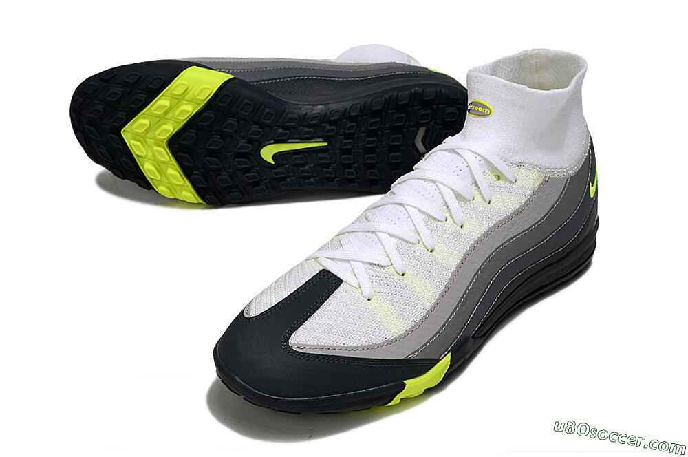 Nike Air Zoom Mercurial Superfly 10 Elite TF Artificial Turf Soccer Shoes - White/Black/Yellow 3