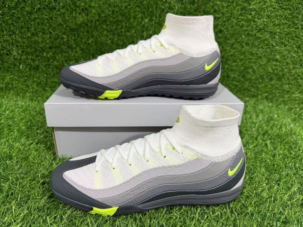 Nike Air Zoom Mercurial Superfly 10 Elite TF Artificial Turf Soccer Shoes - White/Black/Yellow