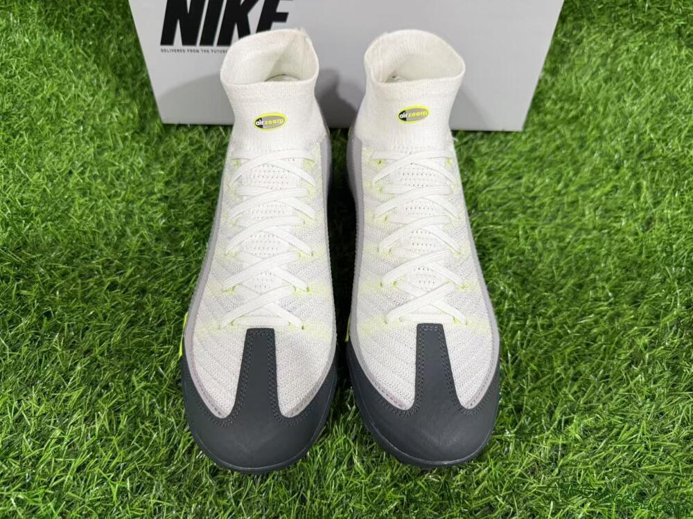 Nike Air Zoom Mercurial Superfly 10 Elite TF Artificial Turf Soccer Shoes - White/Black/Yellow