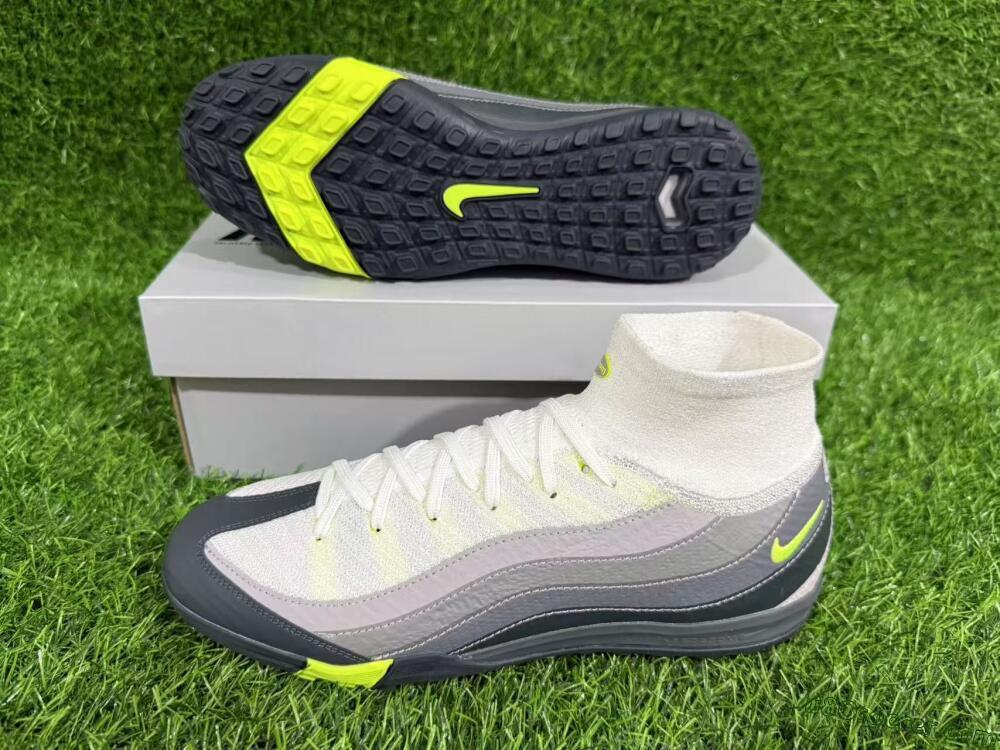 Nike Air Zoom Mercurial Superfly 10 Elite TF Artificial Turf Soccer Shoes - White/Black/Yellow