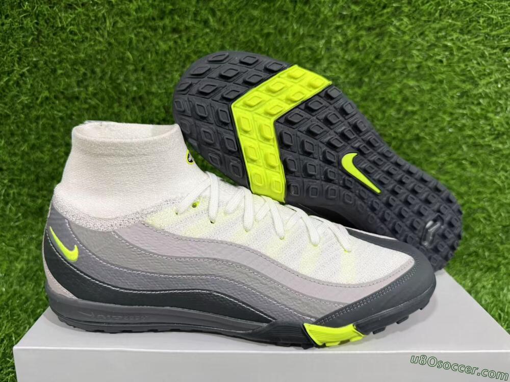 Nike Air Zoom Mercurial Superfly 10 Elite TF Artificial Turf Soccer Shoes - White/Black/Yellow