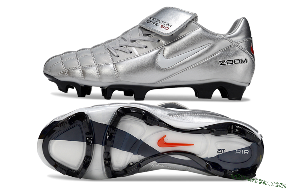 Nike Air Zoom Total 90 III FG Firm Ground Soccer Cleats - Silver/White/Black 0