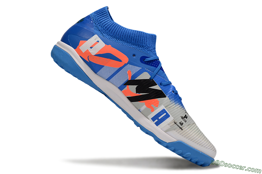 Puma Future 8 Ultimate TF Artificial Turf Soccer Shoes - Blue/White/Orange 4