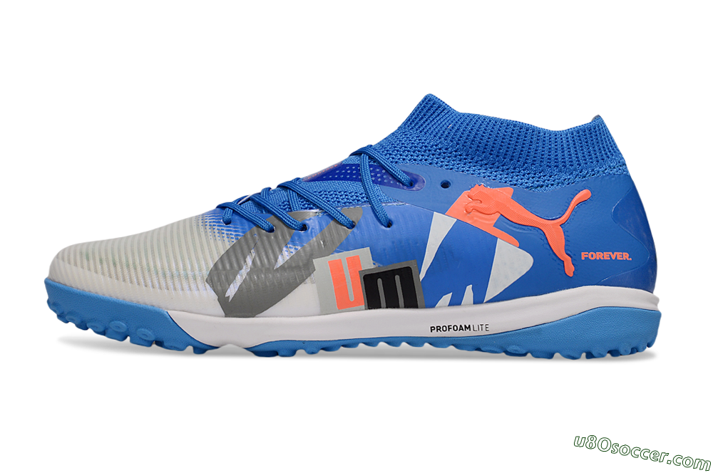 Puma Future 8 Ultimate TF Artificial Turf Soccer Shoes - Blue/White/Orange 2