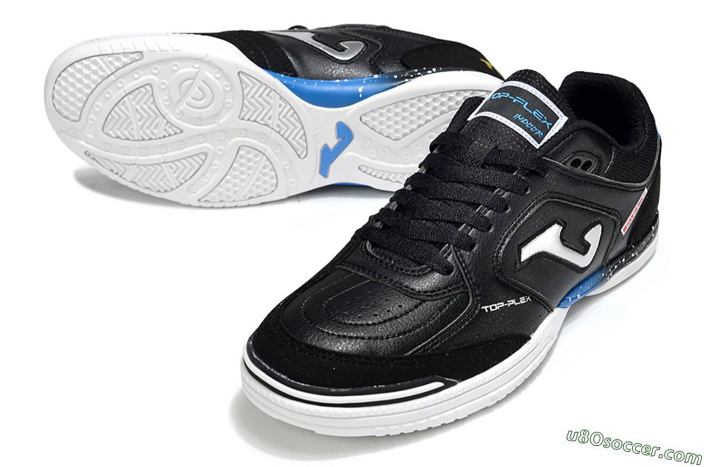 Joma Top Flex IC Indoor & Futsal Soccer Shoes - Black/Silver/Blue 3