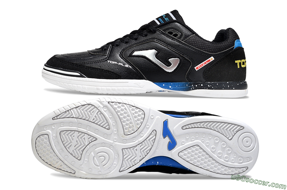 Joma Top Flex IC Indoor & Futsal Soccer Shoes - Black/Silver/Blue 0