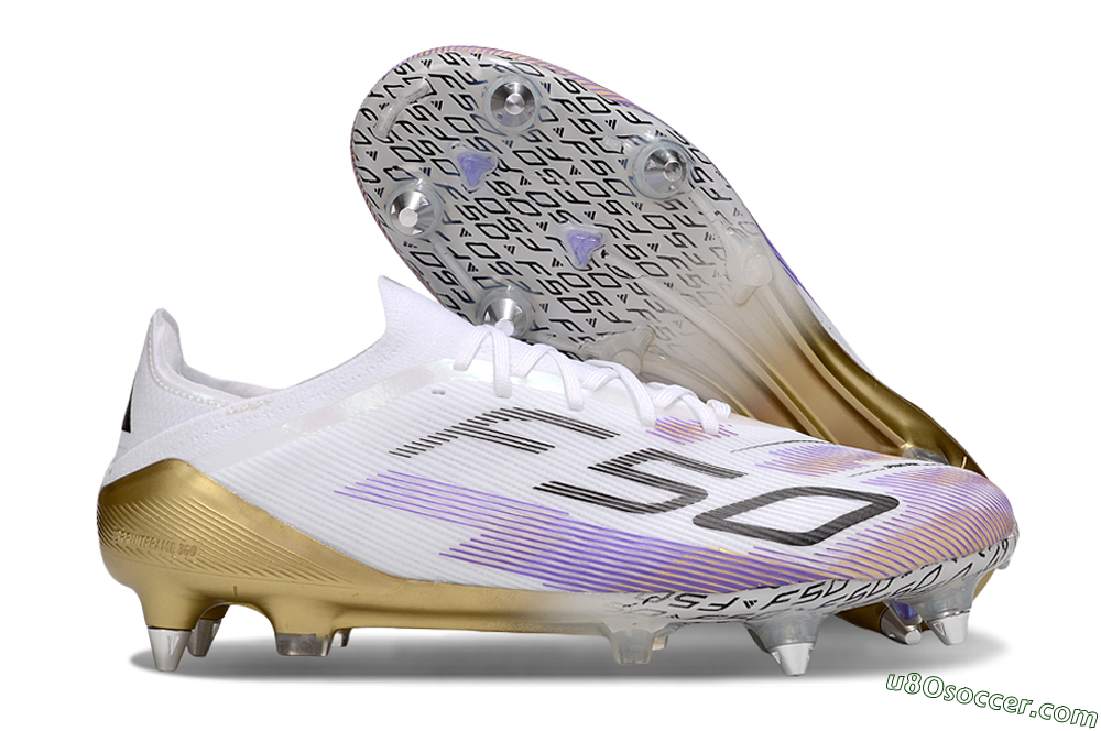 Adidas F50 Elite SG Soft Ground Soccer Cleats - White/Purple/Black 1