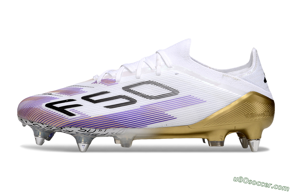 Adidas F50 Elite SG Soft Ground Soccer Cleats - White/Purple/Black 2