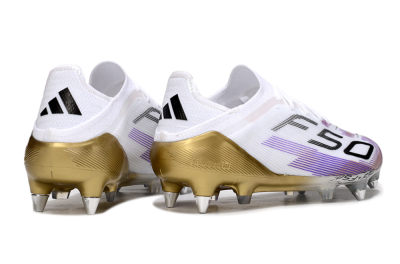 Adidas F50 Elite SG Soft Ground Soccer Cleats - White/Purple/Black