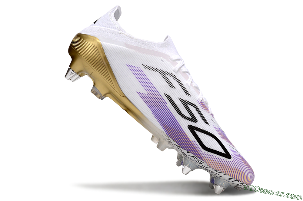 Adidas F50 Elite SG Soft Ground Soccer Cleats - White/Purple/Black 4