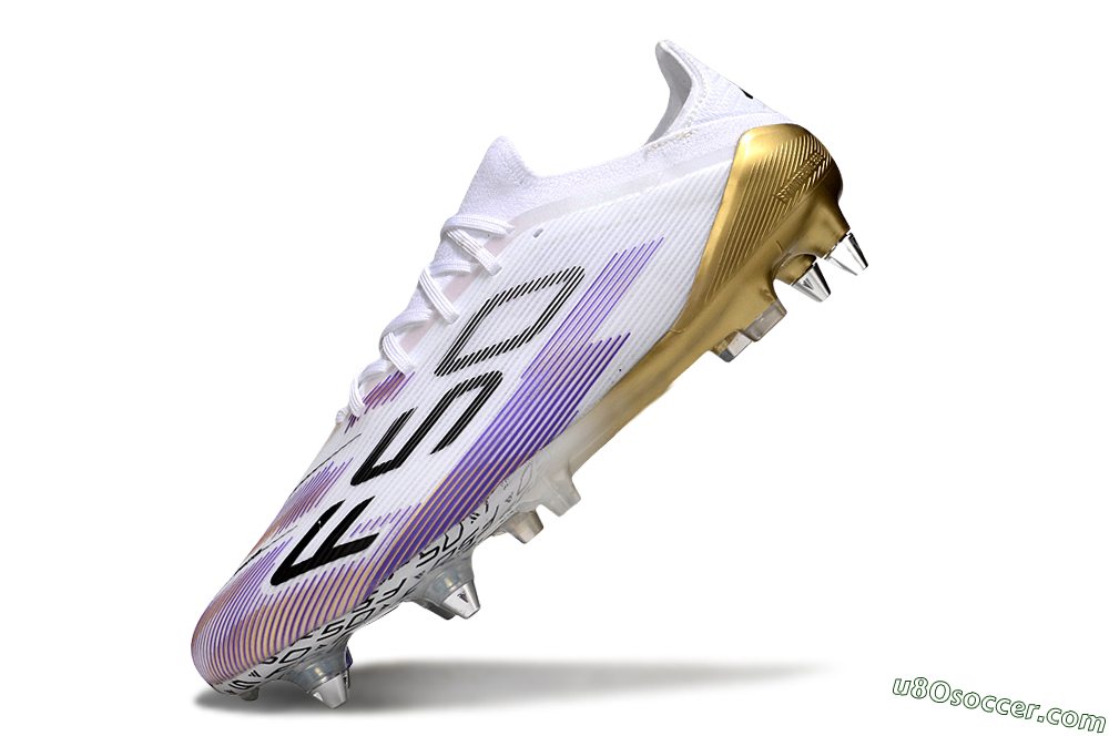 Adidas F50 Elite SG Soft Ground Soccer Cleats - White/Purple/Black 5
